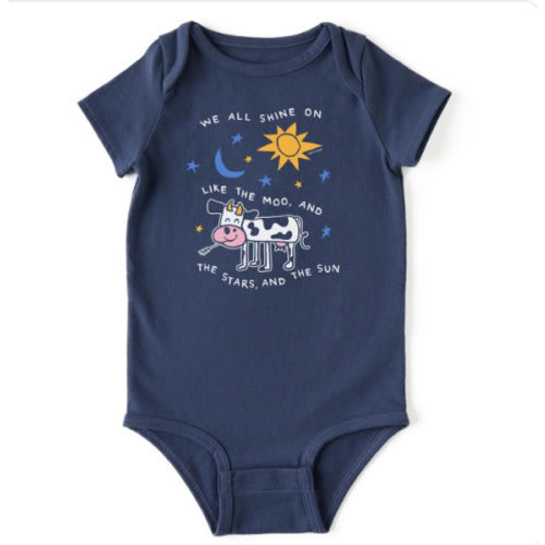 Infant We All Shine On Cow Short Sleeve Crusher Baby Bodysuit | Shop Life is Good