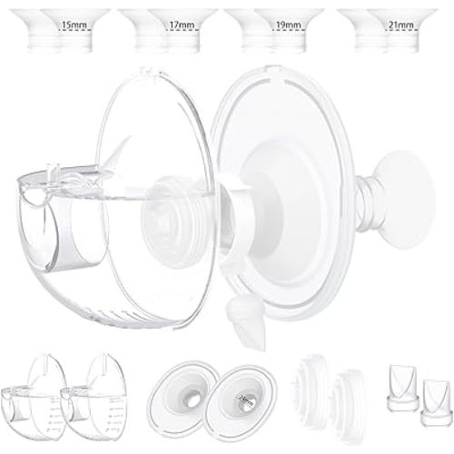 Two Complete Sets Compatible with Momcozy M5 Breast Pump Replacement Parts, 24mm Collection Cup and 15/17/19/21mm 8pcs Flange Size Kit for M5 only, not Other Models