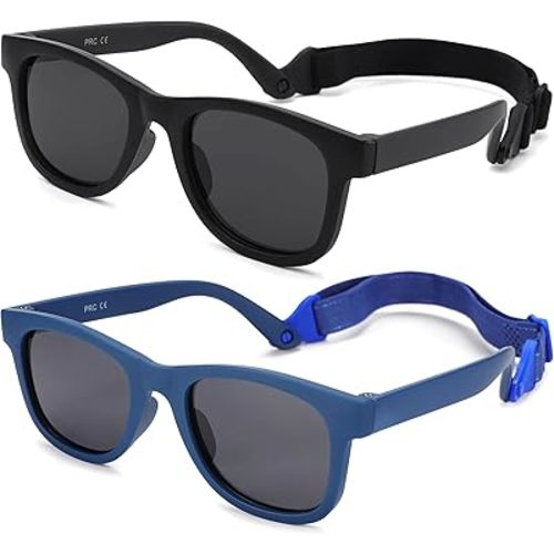 Flexible Polarized Baby Sunglasses with Strap Adjustable for Toddler & Newborn Infant 0-18 Months