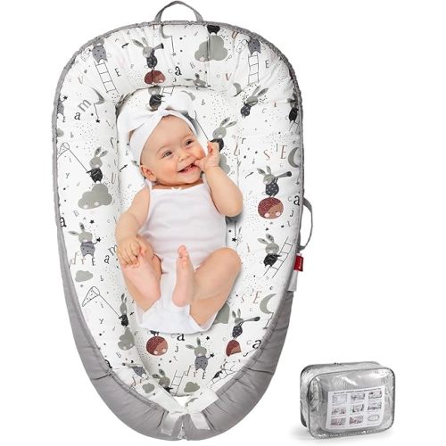Baby Lounger - Baby Lounger for Newborn 0-24 Months, Breathable & Soft Baby Nest, Portable and Lightweight Lounger for Home and Travel, Ideal Newborn Babies Essentials