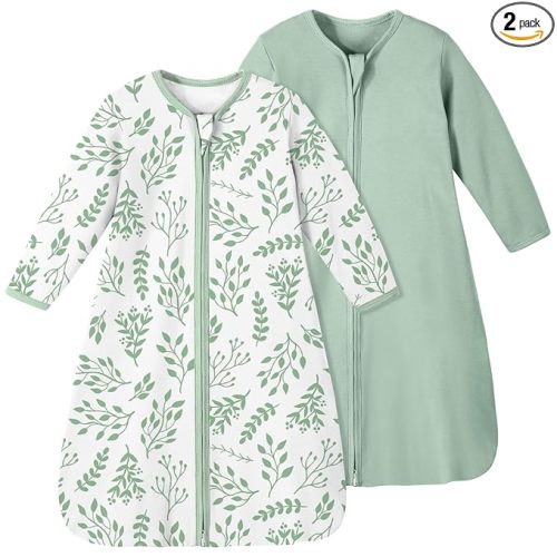 Yoofoss Baby Sleep Sack 6-9 Months 100% Organic Cotton Long Sleeve Wearable Blanket Baby 2-Way Zipper 0.5 Tog Newborn Sleeping Sack, Lightweight
