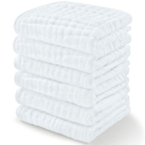 Baby Washcloths Muslin Cotton, Large 10”x10” By Comfy Cubs (sand, Pack Of 10)