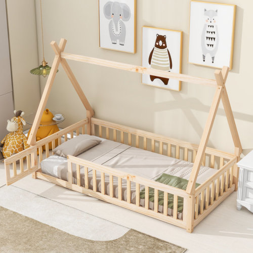 Harper Orchard Arik Kids Tent-shaped Floor Bed Standard Platform Bed & Reviews | Wayfair