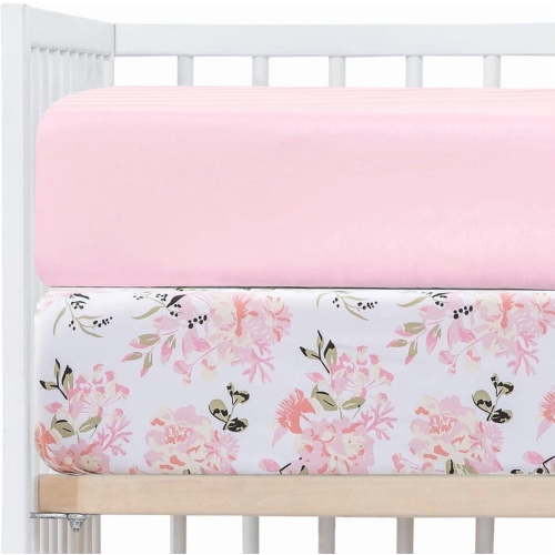 Little Grape Land Fitted Crib Sheets 2 Pack- Floral&Pink