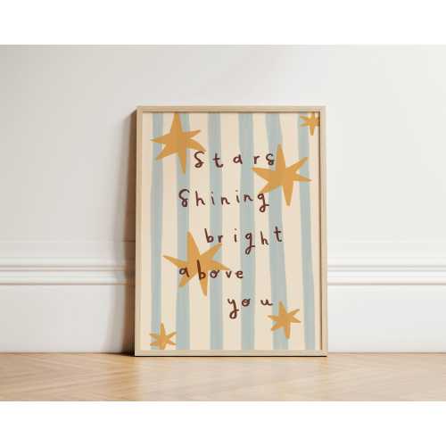 Stars Bright Above You Print, Star Nursery Print, Illustration Wall Art, Nursery Wall Art, Boho Nursery Decor, Kids Room, Cute Art, UNFRAMED