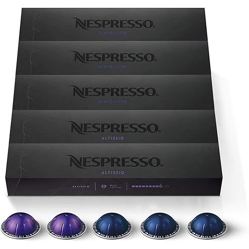 Nespresso Capsules Vertuo, Espresso Variety Pack, Medium and Dark Roast Espresso, 50-Count Espresso Pods, Brews 1.35oz.
