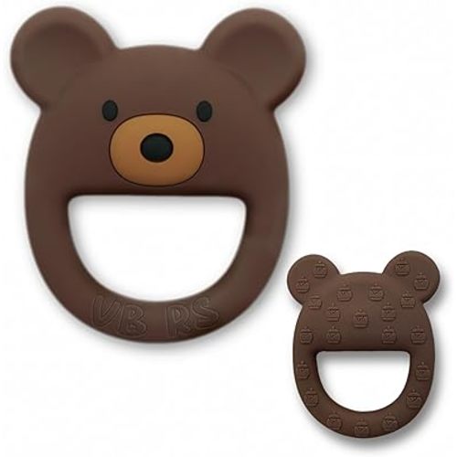Brown Bear Baby Teether, Safe Chew Toy for Infants, Soothing Relief for Teething Pain, Cute Animal Shape, Easy Grip for Tiny Hands
