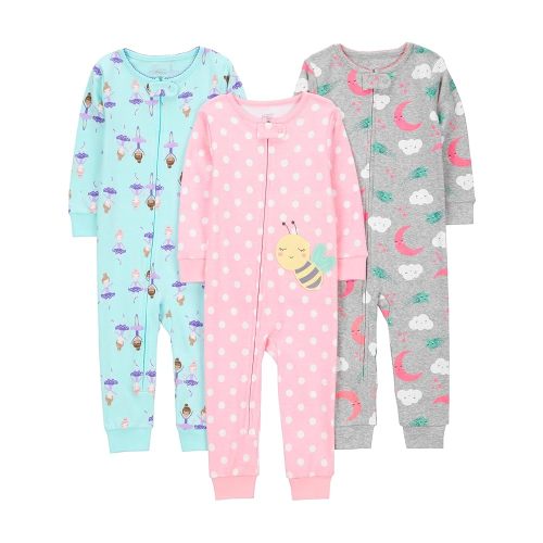 Simple Joys by Carter's Girls' 3-Pack Snug Fit Footless Cotton Pajamas