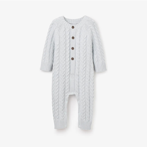 Pale Blue Horseshoe Cable Knit Baby Jumpsuit – Elegant Baby