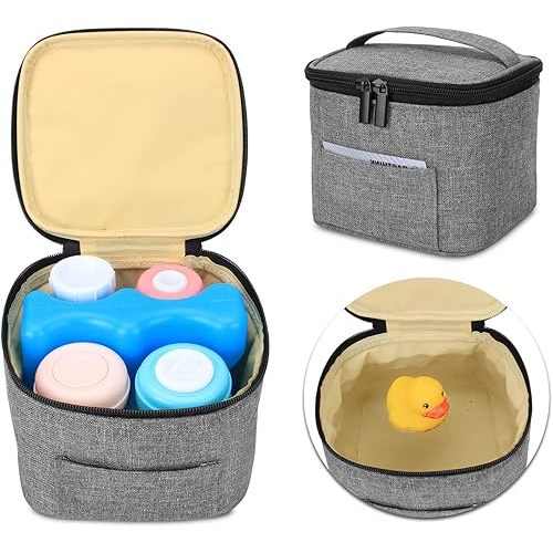 Luxja Breastmilk Cooler Bag (Hold Four 5 Ounce Breastmilk Bottles), Leakproof Breast Milk Cooler for 4 or 5 Ounce Bottles (Bag Only), Gray