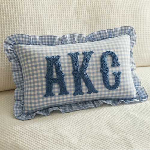 Personalized Baby Name Pillow Cover: Soft Gingham Nursery Decor Cushion