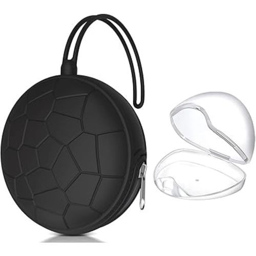 Smlpuame Pacifier Holder Case,Mothers Day Gifts for Mom BPA Free Portable Silicone Baby Pacifier Cover Pouch for Diaper Bag Stroller,Travel Outdoor Activities,Easy to Clean(Football & Black)