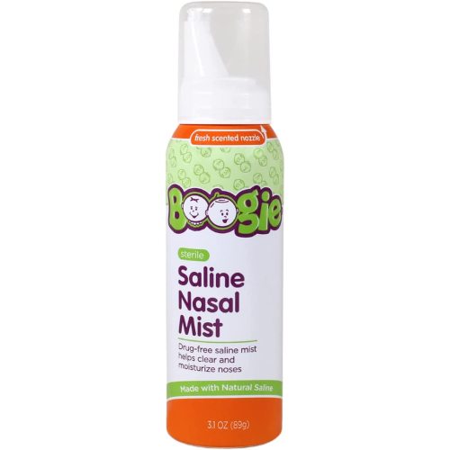 Boogie Baby Saline Nasal Spray Mist, Allergy Relief, Nasal Decongestant, FSA/HSA Eligible, Made with Natural Saline, Fresh Scent, 3.1 Ounce (Pack of 1)