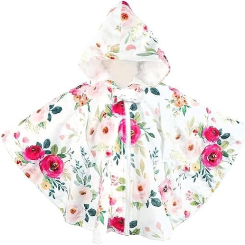 TANOFAR Baby Car Seat Poncho, Minky Car Seat Cover Girls Boys, Toddler Hooded Poncho Cloak, Fall Autumn Winter Cozy Cape Blanket for Kids, Outwear Double Layer Soft Comfortable(Watercolor Flower)
