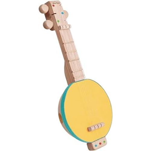 PlanToys Wooden Musical Banjolele Toy Stringed Instrument (6436) | Sustainably Made from Rubberwood and Non-Toxic Paints and Dyes