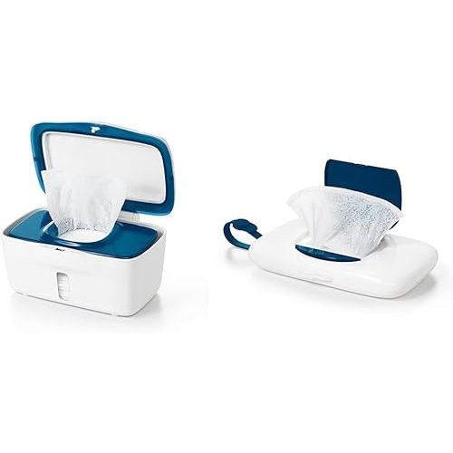 OXO Tot Perfect Pull Wipes Dispenser (Navy) + On-the-Go Wipes Dispenser (Navy 63122100)