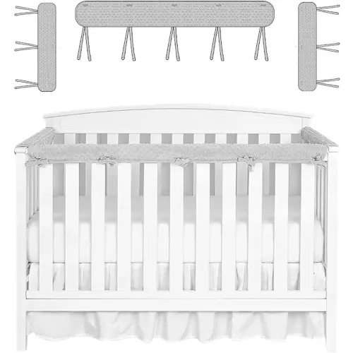 3in 1 Críb Rail Covers for Teething, Baby Críb Guardrail Covers Teething Wrapped Nursery Bed Críb Rail Guard Protector from Chewing Anti-Collision Soft Edge Covers, Fits Most Full-Size Críbs