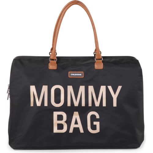 CHILDHOME XL Travel Diaper Bag, Black/ Gold