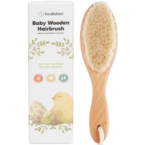 Keababies Baby Hair Brush, Baby Brush With Soft Goat Bristles, Cradle Cap Brush (oval)