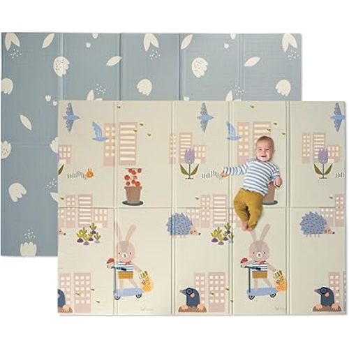 Taf Toys Extra-Large Cushioned Folded Baby Play Mat Foam Play Mat, 79" x 59" Large Baby Mat for Floor Foldable Playmats for Babies and Toddlers, Waterproof Foam Playmat, Kids Play Mat with Travel Bag