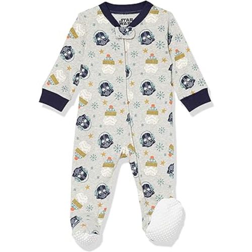 Amazon Essentials Disney | Marvel | Star Wars Unisex Babies' and Toddlers' Snug-Fit Cotton Footed Pajamas, Multipacks