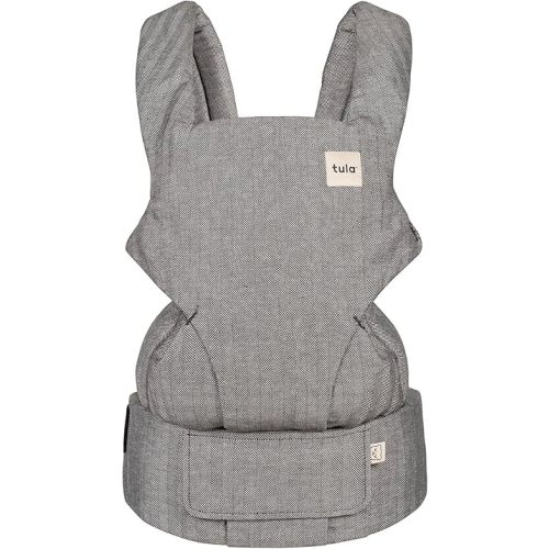 Baby Tula Explore Linen Baby Carrier 7 – 45 lb, Adjustable Newborn to Toddler Carrier, Multiple Ergonomic Positions Front and Back, Breathable and [Natural – Explore + Linen, Ash