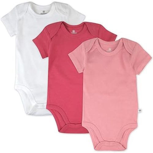HonestBaby unisex-baby 3-pack Short Sleeve Bodysuits One-piece 100% Organic Cotton for Infant Baby Boys, Girls, Unisex