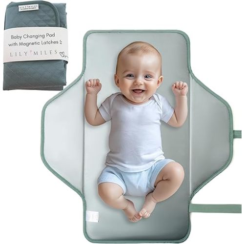 Lily Miles Baby Changing Pad Portable, (Willow Green, Large)