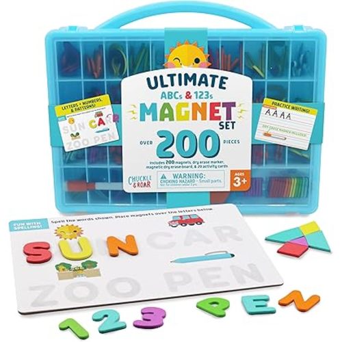 Chuckle & Roar - Ultimate Magnet Set - Soft Foam Fun Magnet Tiles - Great for Preschoolers - Storage Case Included for On The Go - Ages 3 and Up