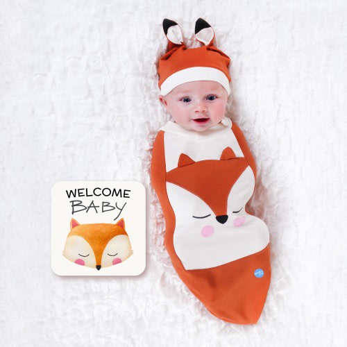 Fox Baby Swaddle & Matching Hat