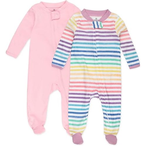 HonestBaby Baby Girls' Sleep and Play Footed Pajamas One-Piece Sleeper Jumpsuit Zip-Front Cotton Pjs