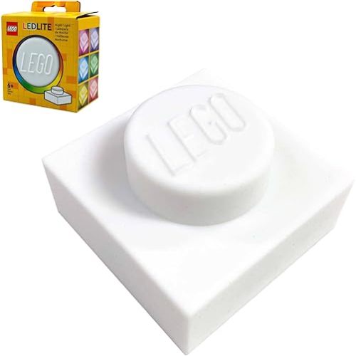 IQ Lego Iconic 1x1 Plate Night Light - White (LP50), Soft Silicone Color Changing Light for Teens, Kids & Adults - Casual White Lego Night Light for a Cozy Ambiance