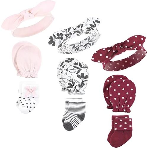 Hudson Baby baby-girls Caps, Mittens and Socks Set
