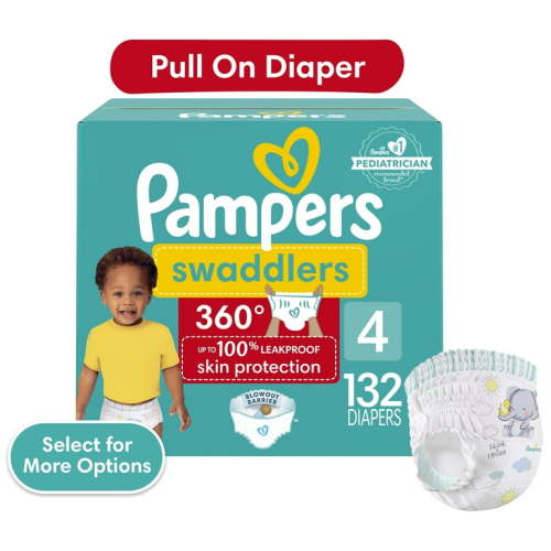 Pampers Swaddlers 360 Pull-On Baby Diapers Size 4, 132 Count (Select for More Options)
