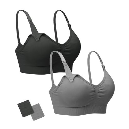 Stelle Nursing Bras Maternity Bra for Breastfeeding Pregnancy Wireless Bralette with Pads, Extenders & Clips