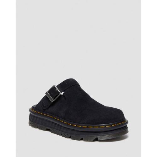 Zebzag Suede Casual Slingback Platform Mules in Black | Dr. Martens