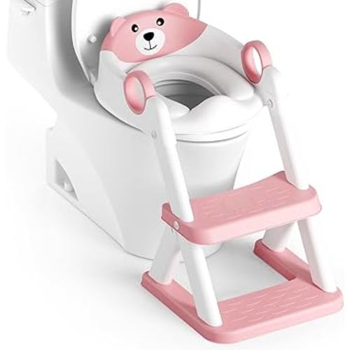 Potty Training Seat, Upgrade Toddler Toilet Seat for Kids Boys Girls, 2 in 1 Potty Training Toilet, Splash Guard Anti-Slip Pad Step Stool