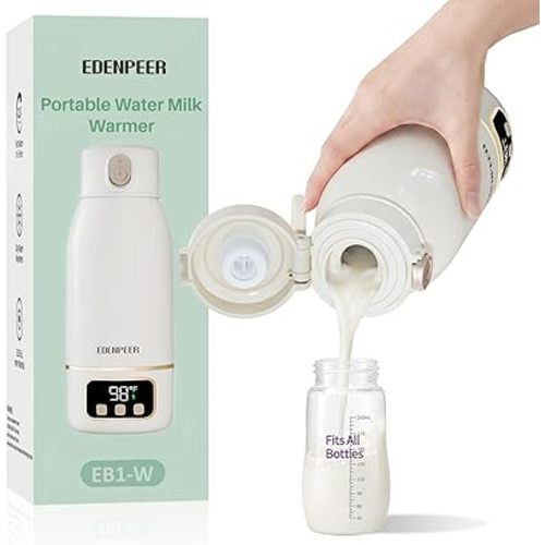Portable Bottle Warmer for Travel, Fast Baby Bottle Warmer On the Go with Precise Temp Control, 17 OZ Milk Warmer, Leak-Proof Cordless Breastmilk Warmer, Fits Most Bottles, Ideal Newborn Baby Gift