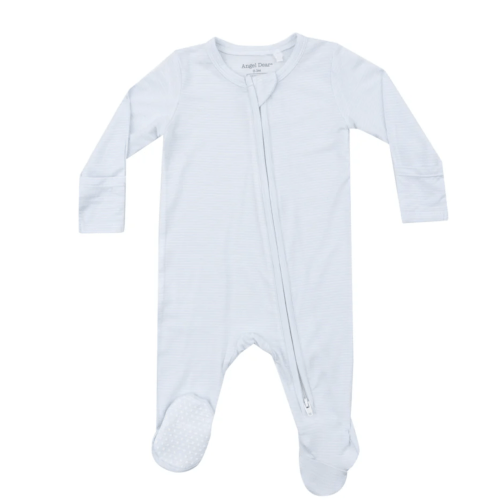 2 Way Zipper Footie - Light Blue Stripe