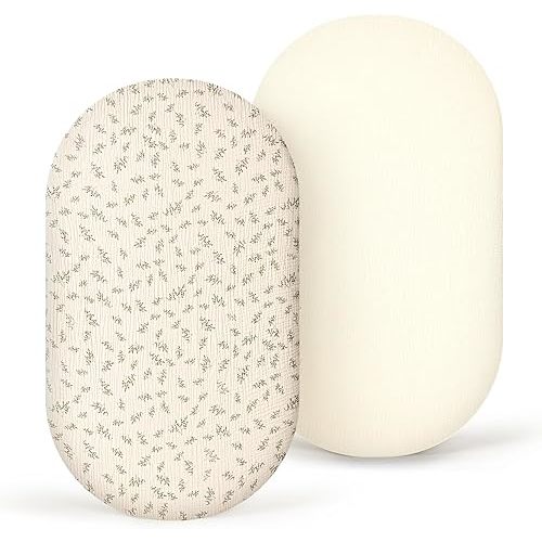 lulumoon Muslin Bassinet Sheets Baby: Cotton Bassinet Sheets Fitted for Boys and Girls - Bassinet Sheets for Oval Rectangle or Hourglass Mattress
