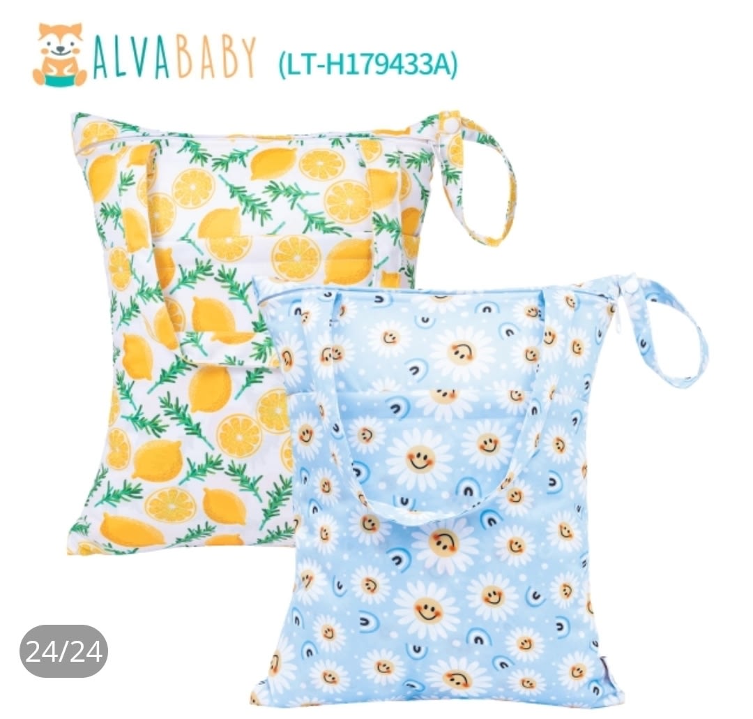 (Various packs) 2-Pack Waterproof Wet Dry Bags – Reusable Cloth Diaper Bags with Dual Zipper Pockets for Travel, Beach, Pool, Gym & Dayc