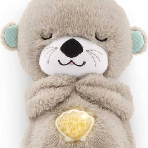 Fisher-Price Baby Toy Soothe 'n Snuggle Otter Portable Plush Sound Machine with Music Lights & Breathing Motion for Newborns 0+ Months