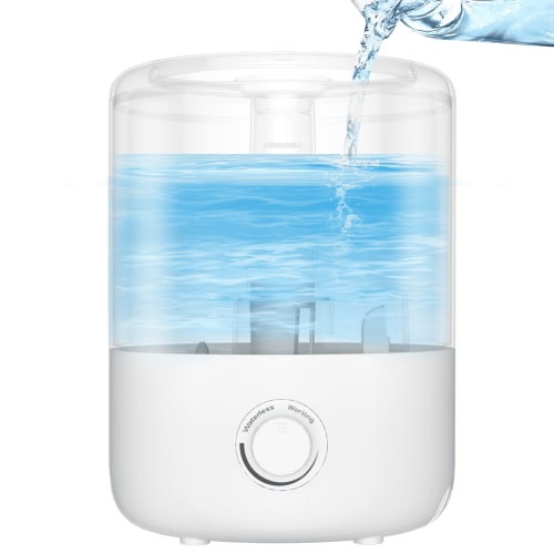 BCOOSS Cool Mist Humidifier for Room Baby Home 4L Double Nozzle Liquid Vaporizer with Filter for Bedroom White
