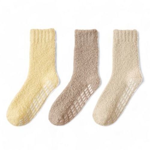 Alilang Women's 3-Pack Anti-Slip Fuzzy Grip Socks for Cozy Indoor Comfort