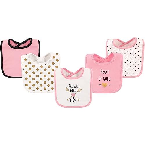 Hudson Baby Unisex Baby Cotton Bibs, Heart, One Size