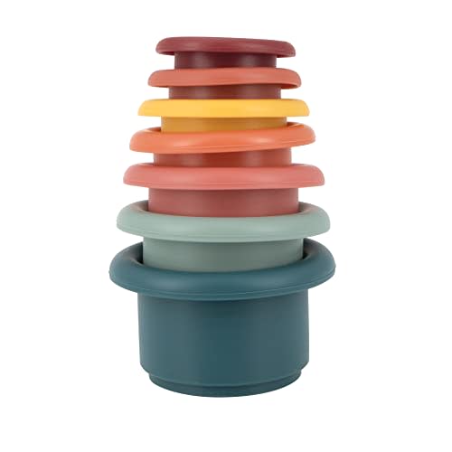 Nuby Stacking Soft Silicone Cups Interactive Toy, Promotes Coordination, Seven Piece (Colors May Vary)