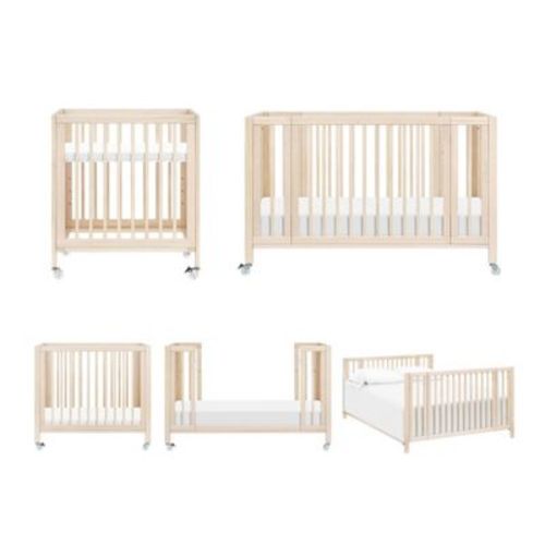 Babyletto Rolli 9-in-1 Convertible All-Stages Crib with Bassinet & Toddler Bed Kits - Natural Walnut