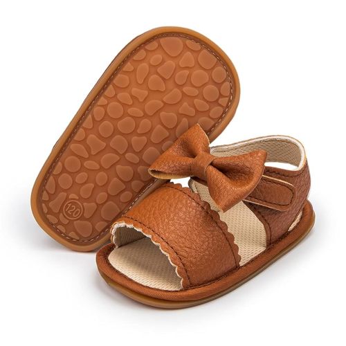 Meckior Baby Toddler Infant Girls PU Leather Soft Open Toe Summer Sandals Flower Princess Flat Shoes