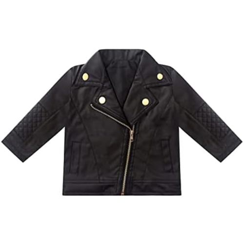 Toddler Baby Boy Girl PU Faux Leather Coat Cool Lapel Oblique Zipper Jackets Spring Fall Winter Outerwear