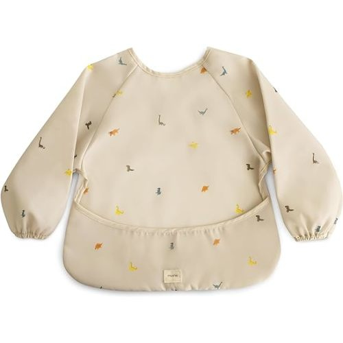 mushie Long Sleeve Baby Bib | Mess Free & Waterproof Fabric for Toddlers | Adjustable Fit for Ages 6-24 Months